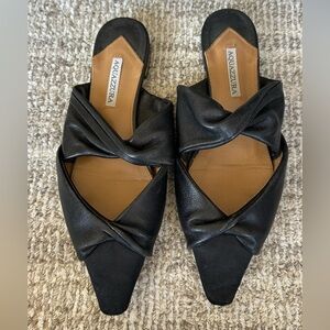Aquazurra Black Leather Mules 39